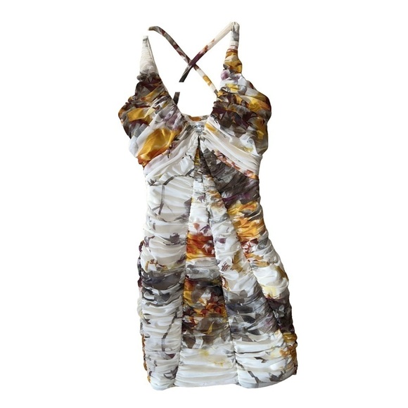 bebe 'Garden Spell' Ruched Mini Dress/XSmall - Picture 2 of 10